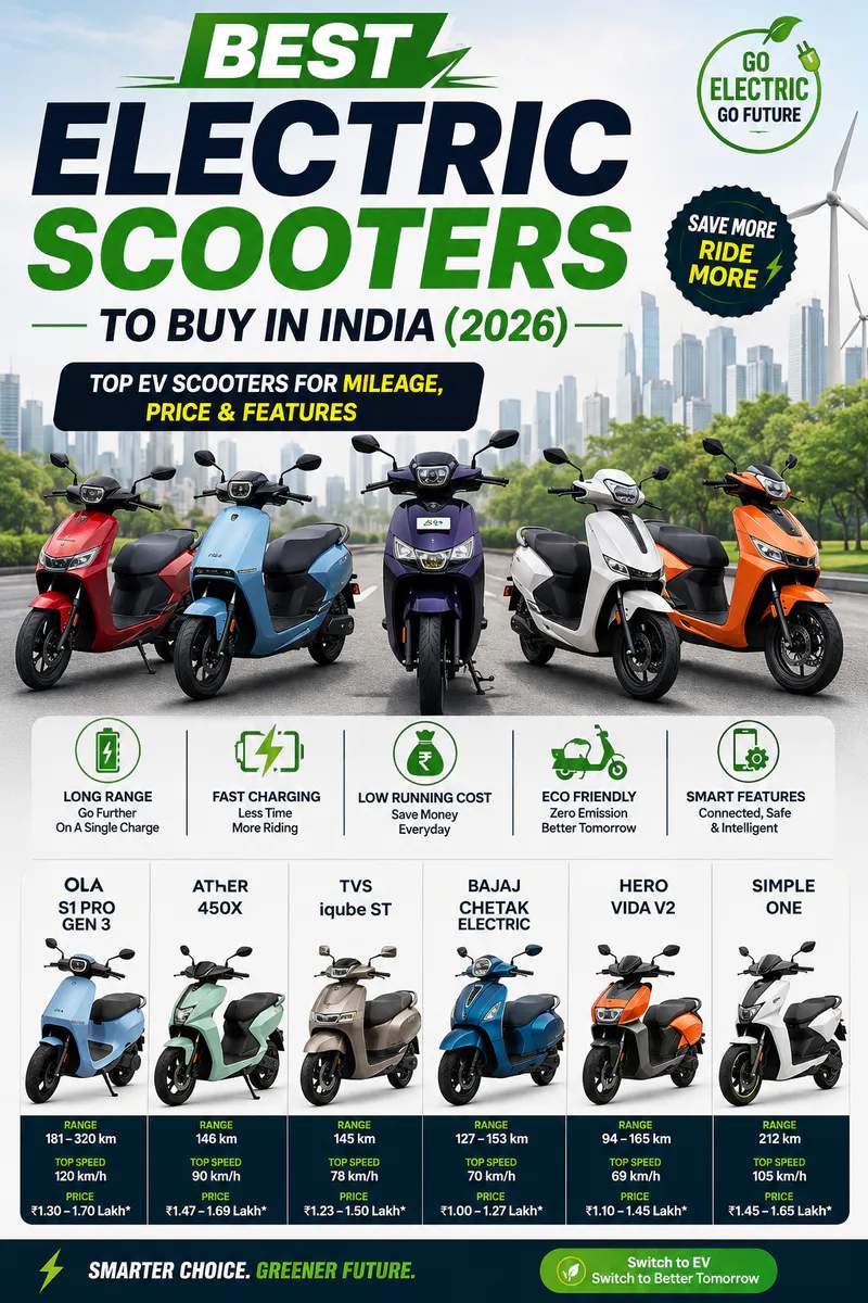 Best Electric Scooters to Buy in India (2026) – Top EV Scooters for Mileage, Price & Features
