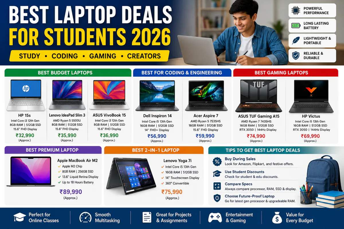 Best Laptop Deals for Students in 2026 – Affordable Laptops for Study, Gaming & Online Classes